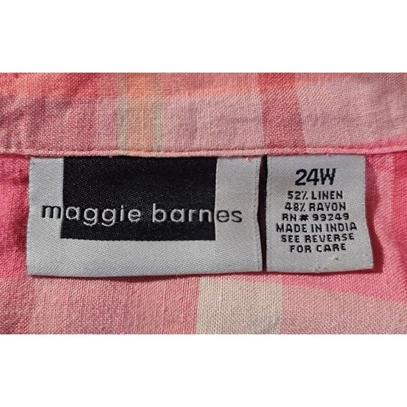 maggie barnes Women Button Up Shirt Long SLV Size 24W Linen Blend Flannel  77P - Picture 4 of 5